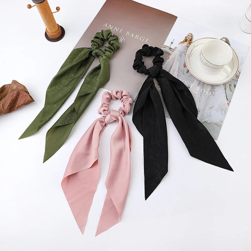 Fashion Dots Scrunchies Long Hair Rope Korean Hair Ties for Women Ponytail Scarf Sweet Elastic Hair Band Hair Accessories