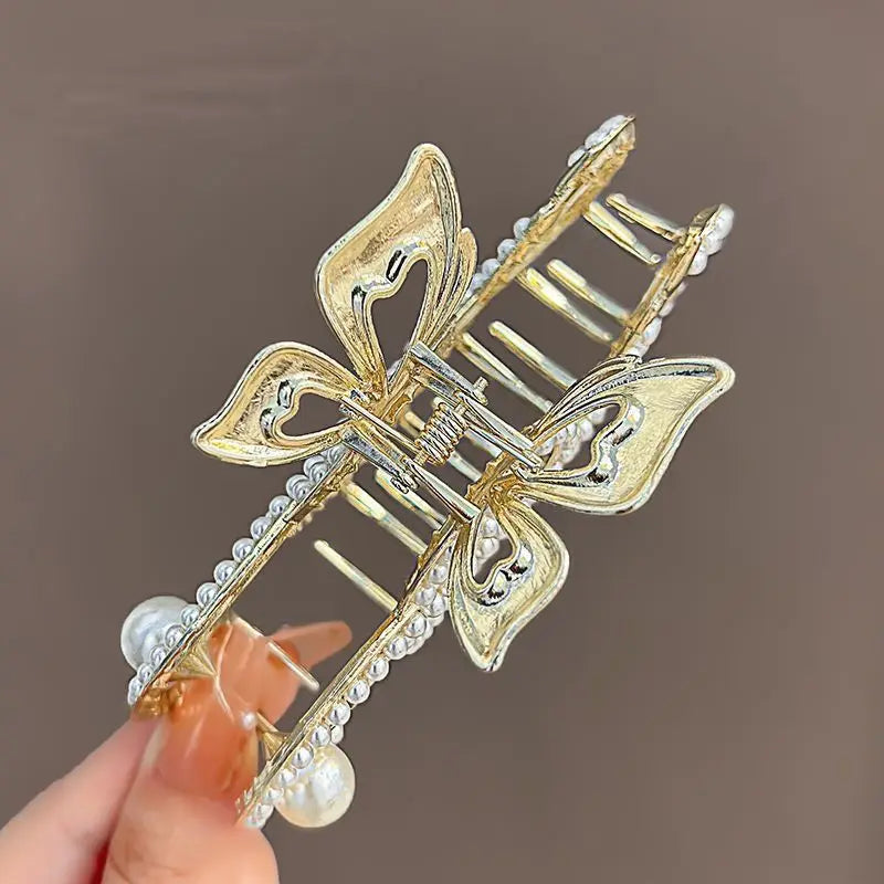 10.5cm metal claw clip ladies  For Women  Ponytail Hair  Hair Clips Ladies Pearl Rhinestone Butterfly Hair Accessories music teacher gift musician