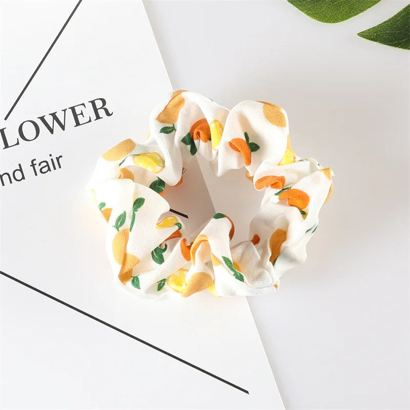 Summer Fruit Pattern Elastic Hair Ties for Women New Trend Scrunchies Ponytail Elastic Hair Bands Hair Accessories