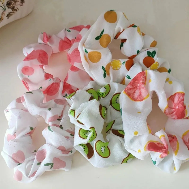 Summer Fruit Pattern Elastic Hair Ties for Women New Trend Scrunchies Ponytail Elastic Hair Bands Hair Accessories