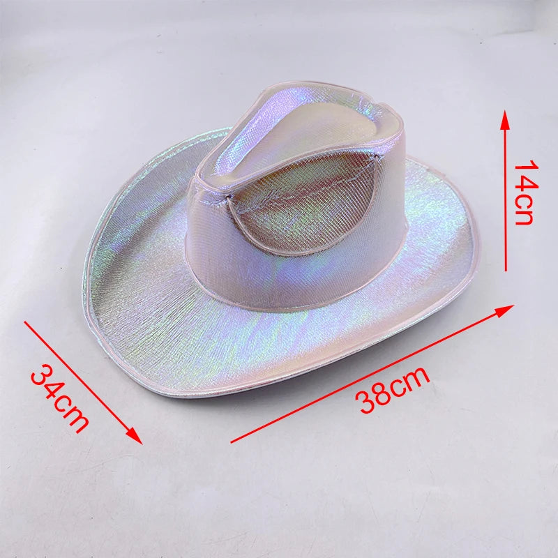 LED Glowing Cowgirl boy Hat Neon Luminous Bride Hat For Holiday Light Up Supplies Fluorescent Party Props Bachelorette Party Hat
