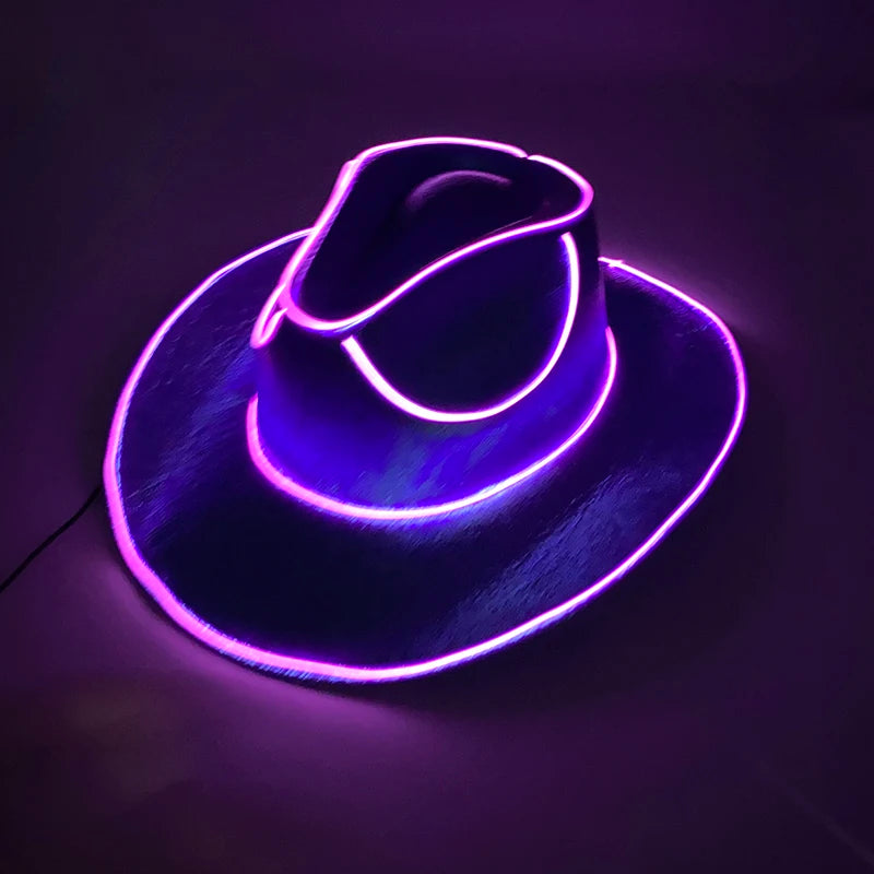 New Arrival Pearlescent Cowboy Hat Dance Costume Decorate Glowing Cowgirl Cap Glowing For Neon NightClub