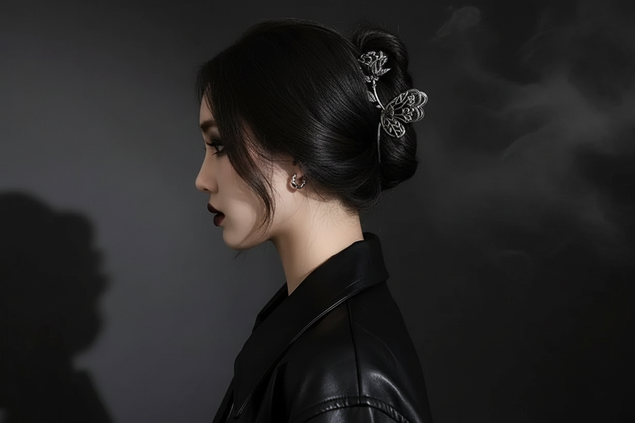 Stylish Vintage Metal Rose Hair Claw Clips - Perfect for Ponytails and Headbands - Durable and Comfortable  Goth Women's strong well made metal not cheap plastic , gothic , vampire