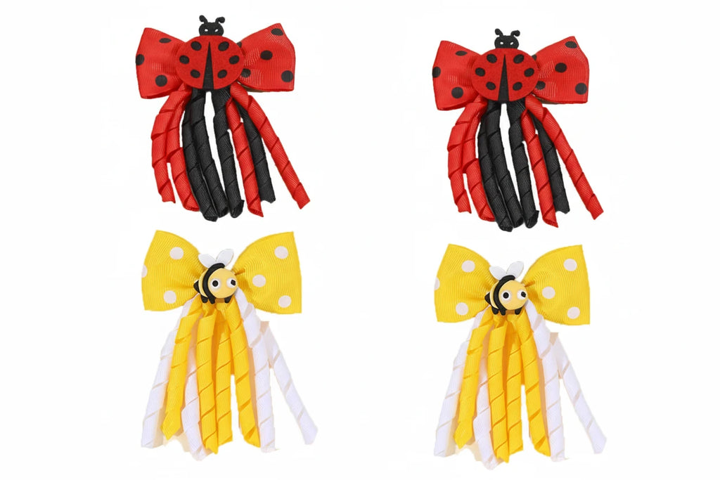 2Pcs Cute Bees Ladybug Hair Clips Insect Ponytail Hairpin Girls Kids Children's Trendy Animal Playful Headwear Hair Accessories