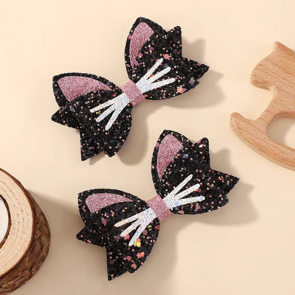 2Pcs/Set Gold pussy Cat Ear Hair Clips for Baby Girls Glitter Cartoon Animal Hairpin Barrettes Lovely Headwear Hair Accessories fancy dress