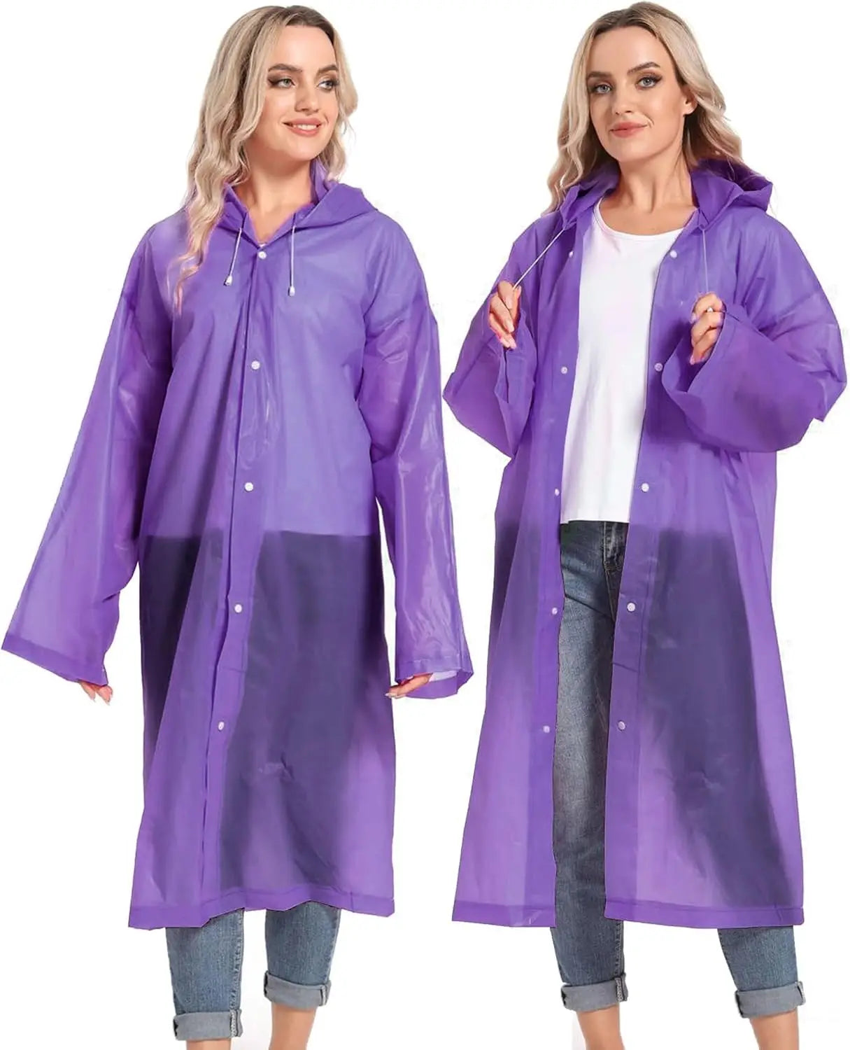 Disposable Adults Reusable Raincoats,Waterproof Rain Ponchos,Adults-Reusable Emergency Raincoats with Hood and Drawstring theme park  camping festival music