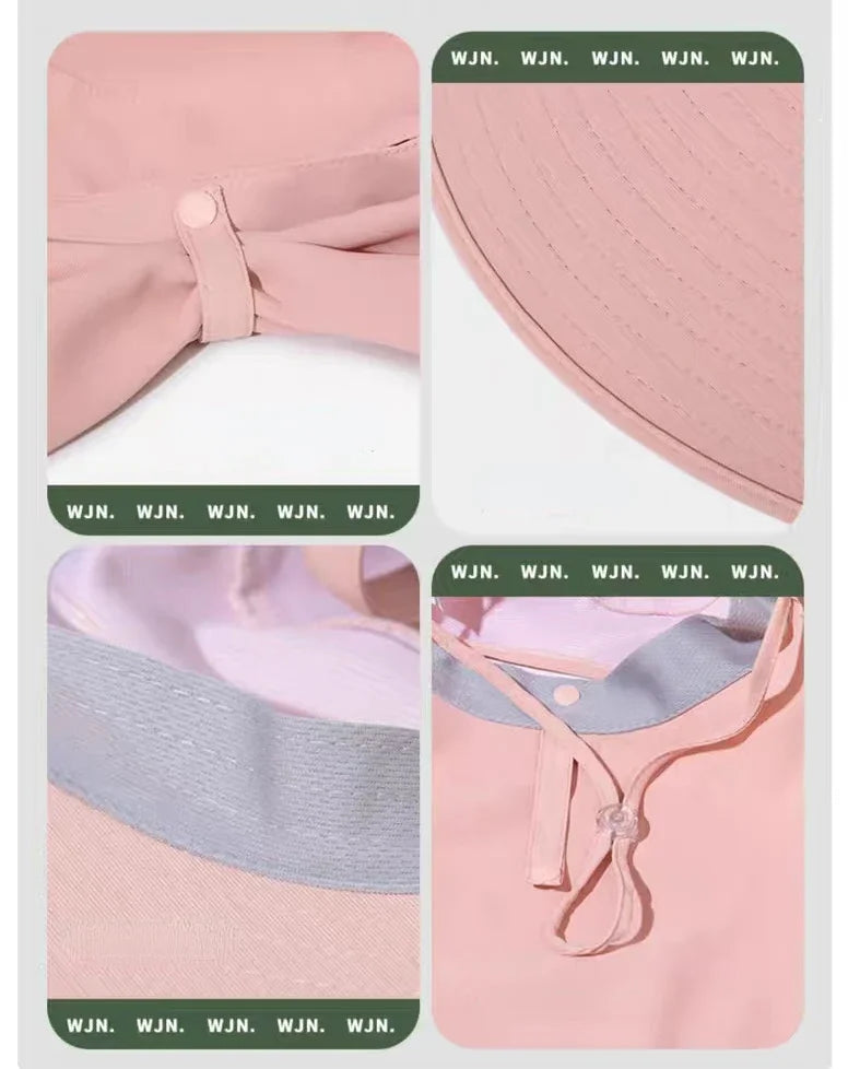 Outdoor Sun Bucket Hat for Women Girls Fishing Hat Wide Brim Bucket Hat with Neck Cover 50+ UPF Protection Safari Cap