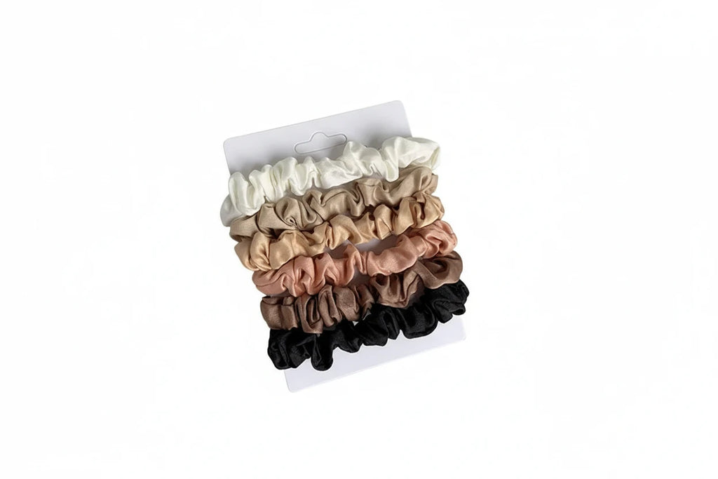 6pcs/lot Pure Silk Small Scrunchie Hair Bow Ties Ropes Bands Simple Satin Headwear Elastic Ponytail Holders For Women Girls bobbles