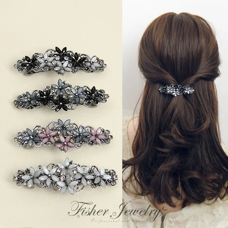 crystal flower clip /hairpin rhinestone