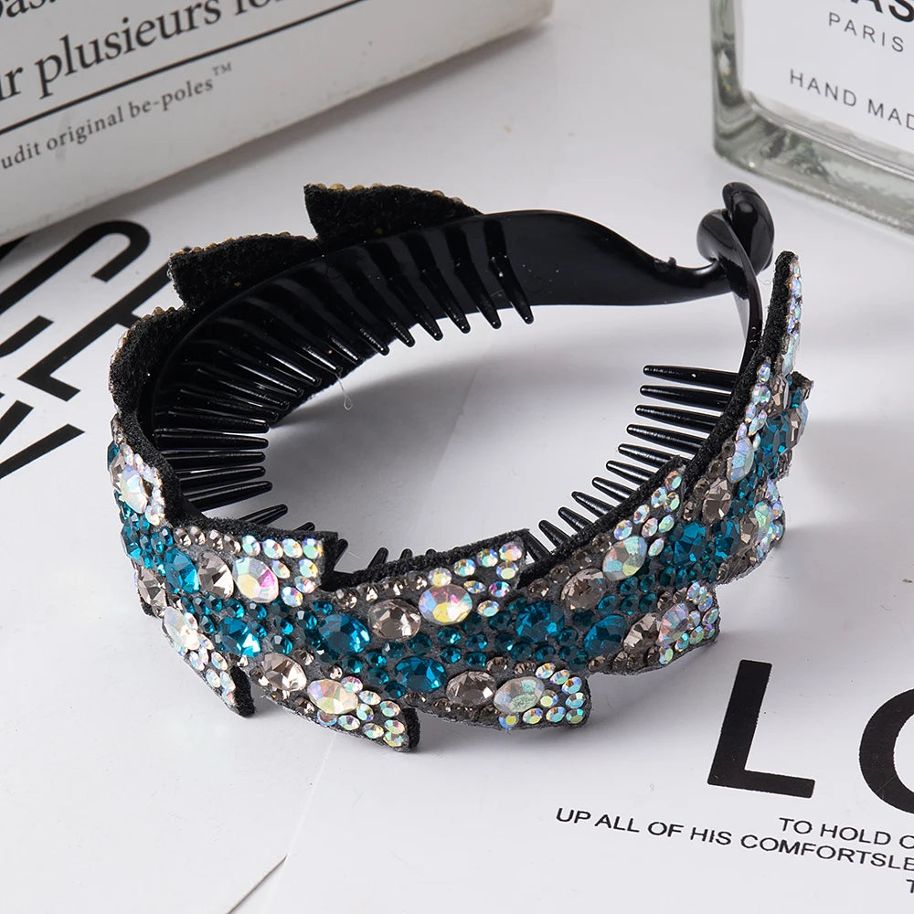 Rhinestone Hair Claw  bun for Women Flower
