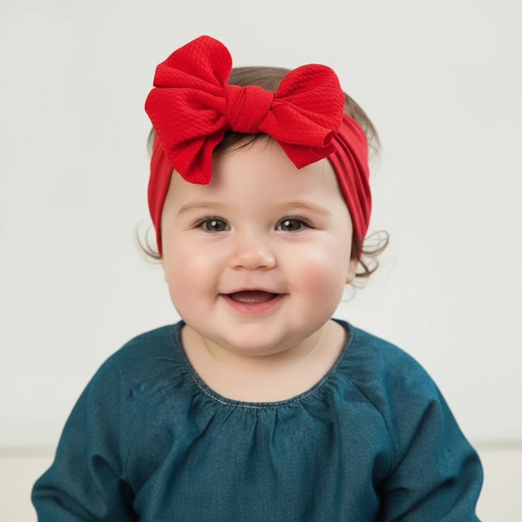 New Baby Accessories Infant Baby Girl Cute Bow Headband Newborn Solid Headwear Headdress Nylon Elastic Hair Band Gifts Props