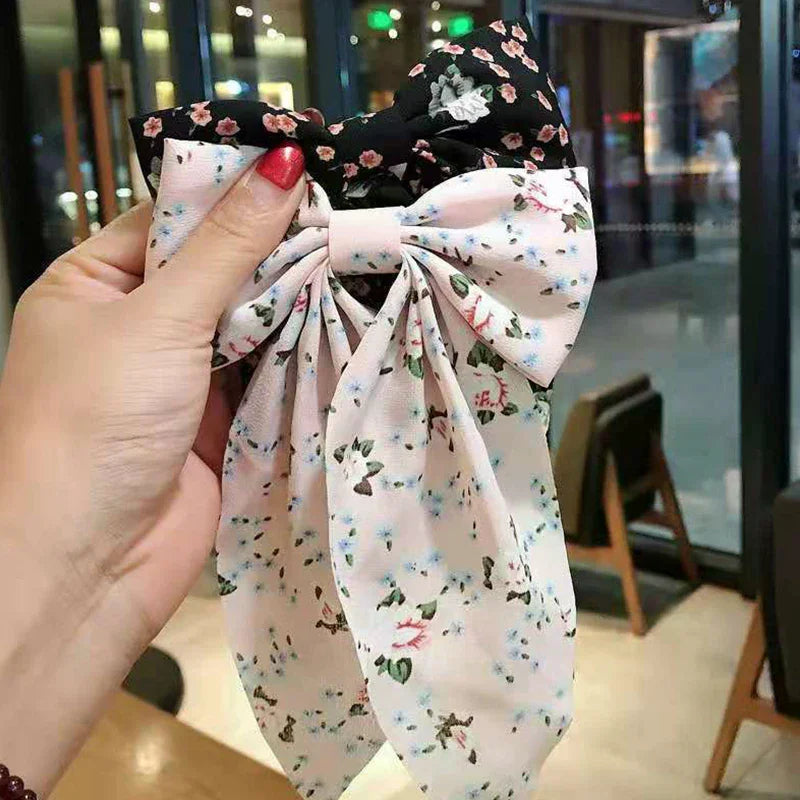 Bow Hair Clip Fashio Style Big Bow Ribbon Hair Tie Small Fresh Floral Hairpin Bowknot Hair Duckbill Clip Accessories pretty for holidays , special occasions
