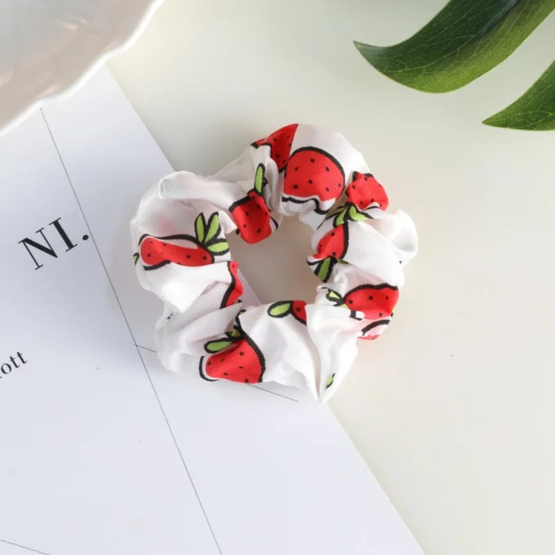 Summer Fruit Pattern Elastic Hair Ties for Women New Trend Scrunchies Ponytail Elastic Hair Bands Hair Accessories