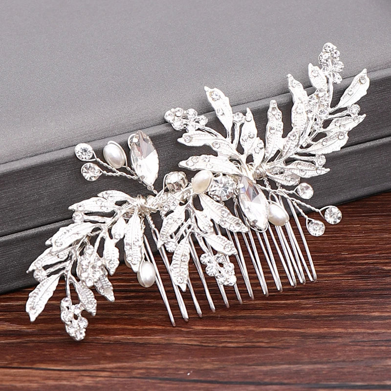 Wedding Hair Combs Bridal Hair Accessories For Women Hair Jewelry Silver Color Pearl Rhinestone Head Jewelry Women Accessoriesx