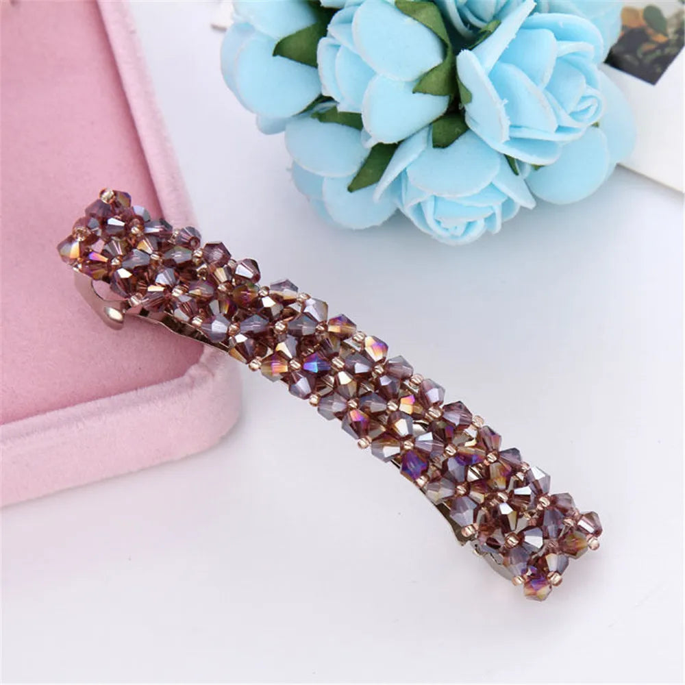 Sweet Colour  Crystal Hair Clips Spring Hair Grip Beads Hair Barrettes For Women Girl Fashion Simple Hair Accessories Headwear hair up hair