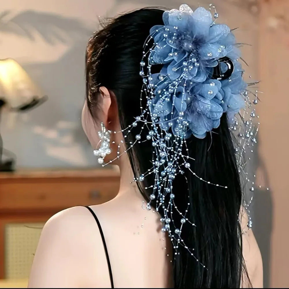 Bridal Wedding Party Hair Styling Pins Barrettes for Women Silk Flower Pearl Hair Clips Bride Headpiece Bridesmaid Flower Brooch