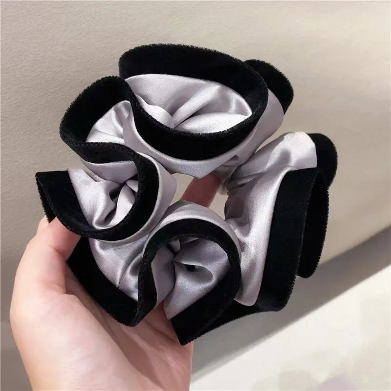 ruffle style velvet-edged satin scrunchie