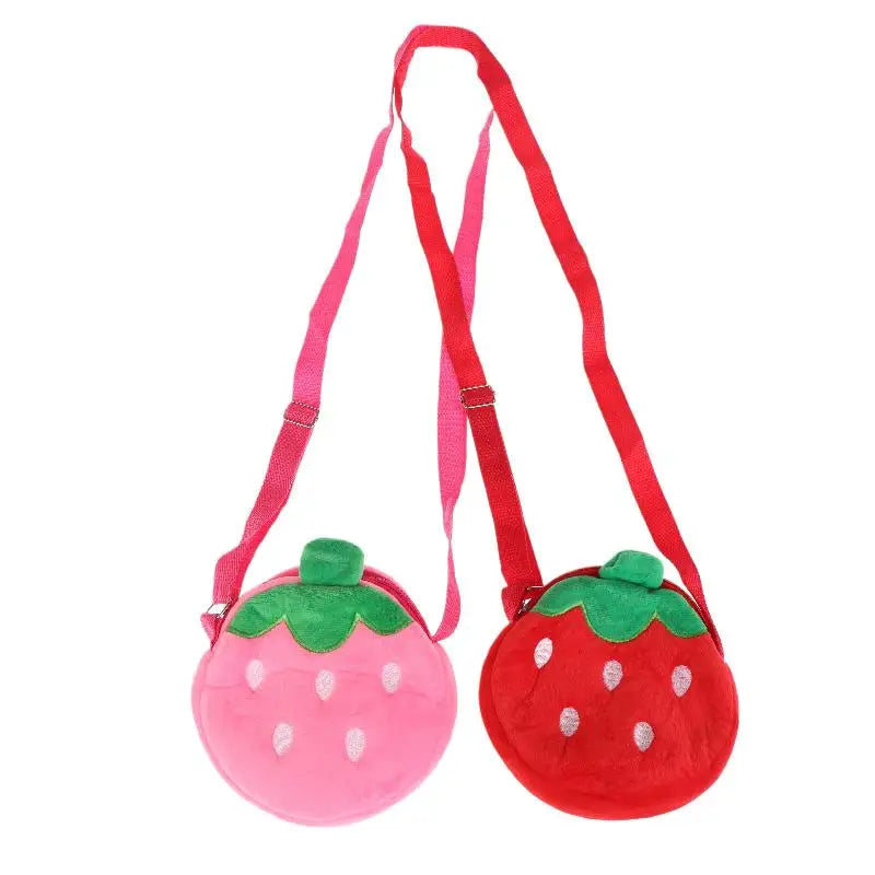 Adorable Cartoon Strawberry Plush Purse Crossbody Bag for Kids, Adults