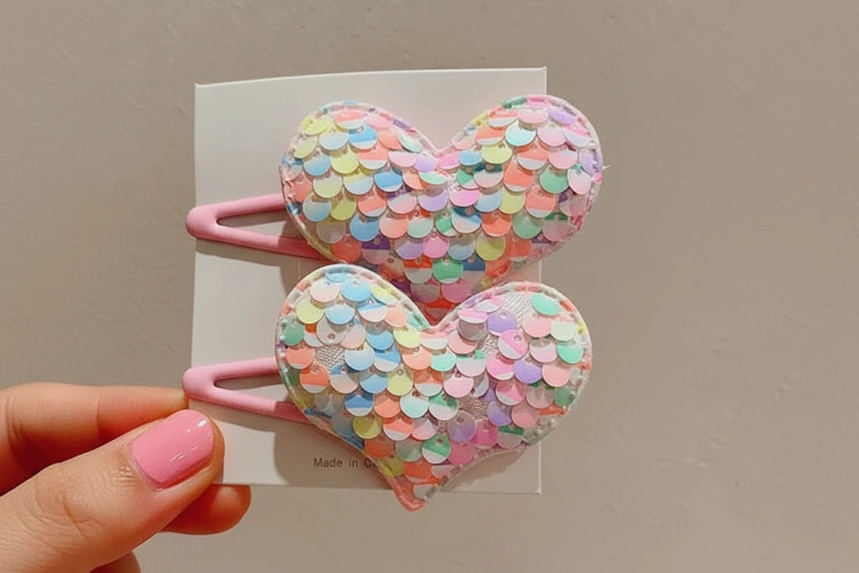 2PCS New Princess Scaly Heart Girls Hairpins Children Lovely Headwear Hairgrip Hair Clips Barrettes Hair Accessories butterfly star party
