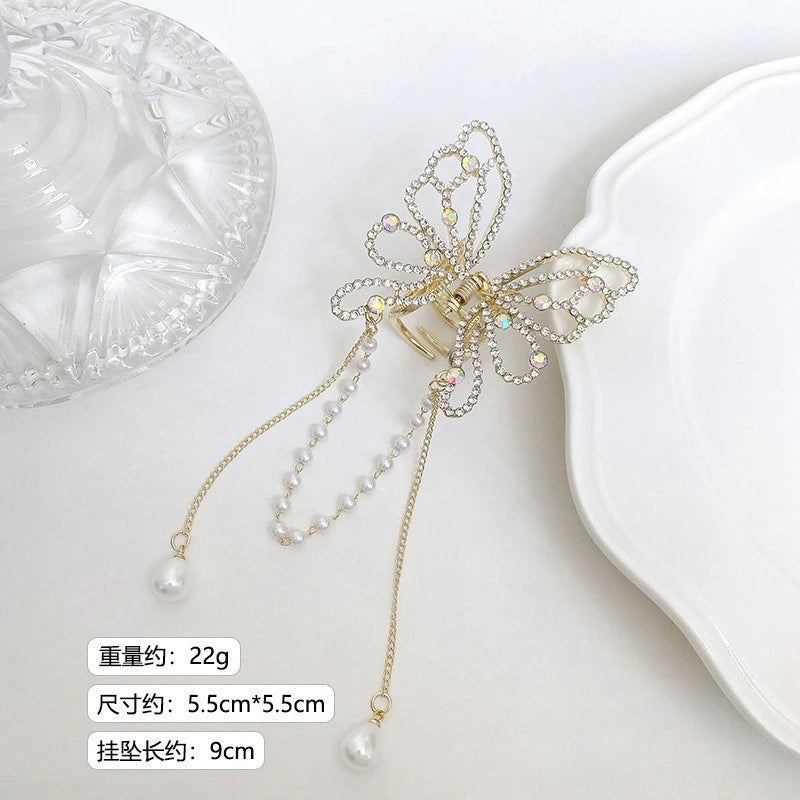 Fashion Shark Crab Clips Girls Hairpin Hair  Women Crystal Simple Hair Clip Butterfly Pearl Tassel Metal Hair Claw Accessories cruise holiday beach party elegant hair special occasion