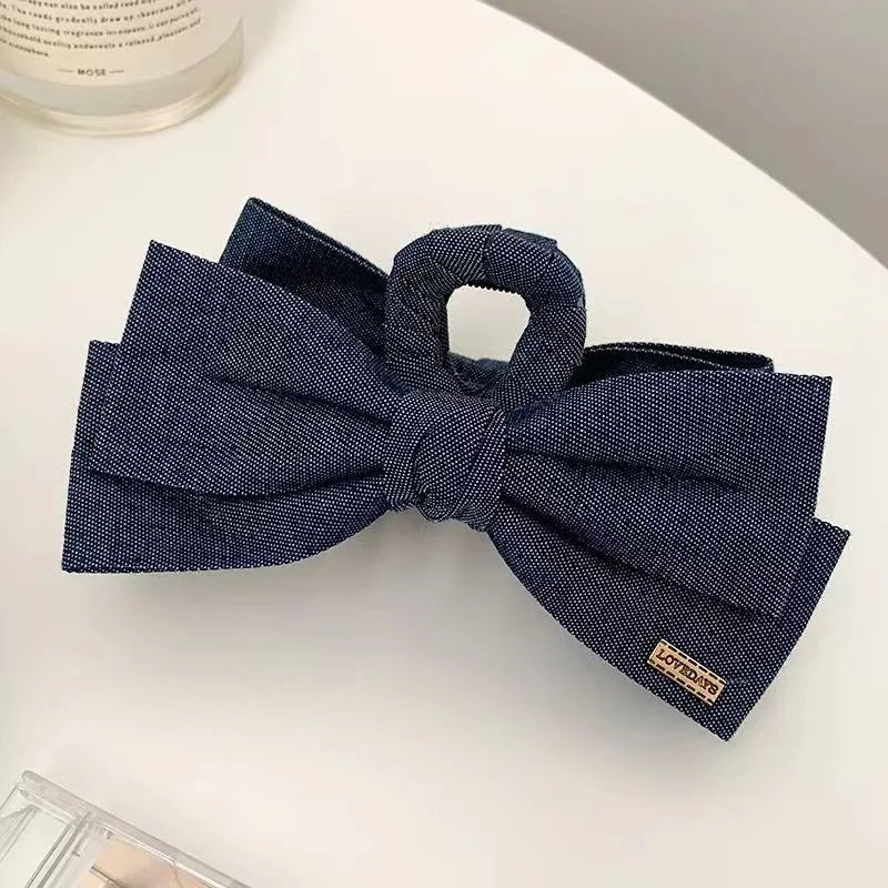 Denim bow  Hair Clip