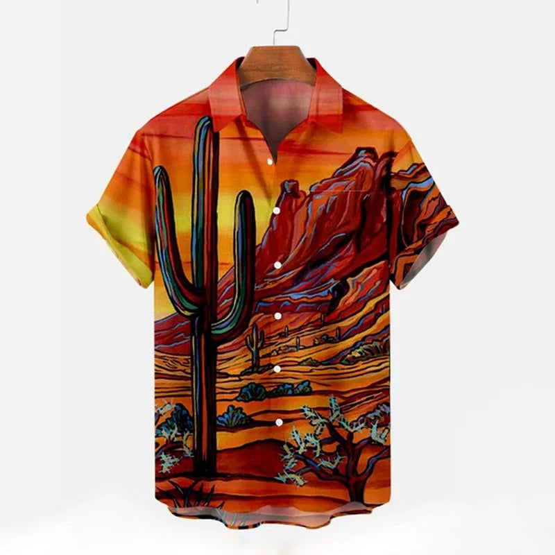 Cactus Shirt Men Print  Hawaiian