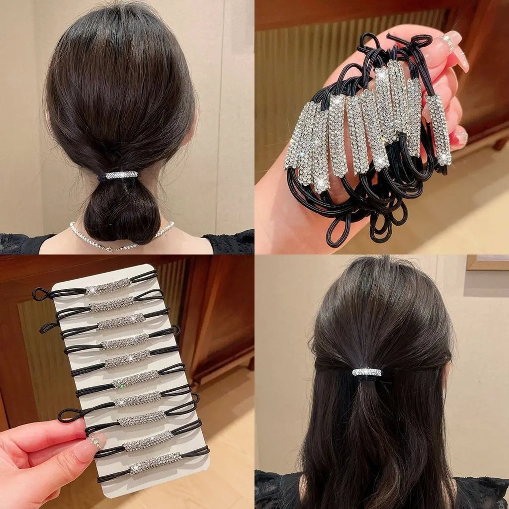 Rhinestone hair bobbles elastics