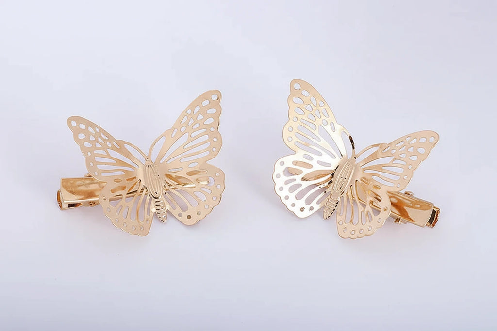 Shiny Butterfly Hair Clips Metal Golden Butterfly Hairpin Bridal Headpiece Bobby Pins Headdress Jewelry Styling Accessories Tool