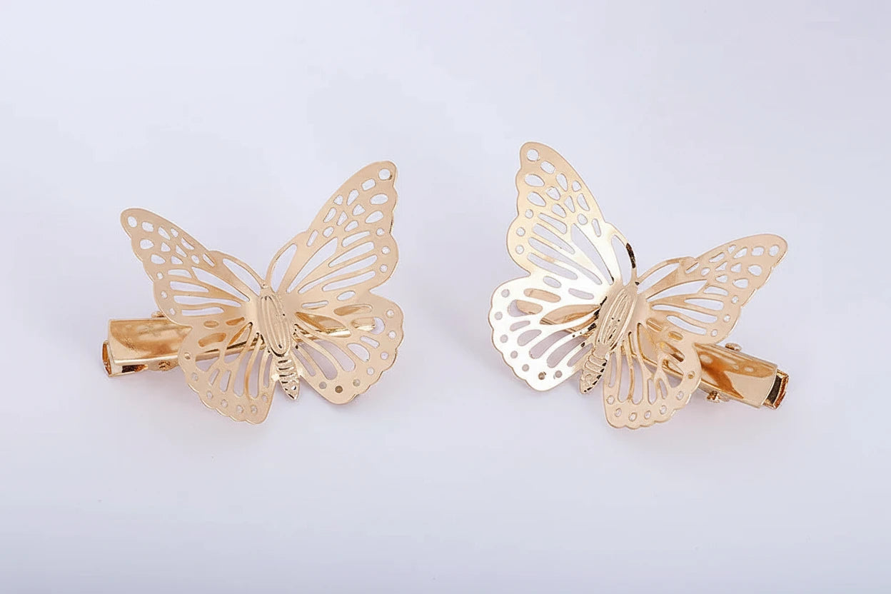Shiny Butterfly Hair Clips Metal Golden Butterfly Hairpin Bridal Headpiece Bobby Pins Headdress Jewelry Styling Accessories Tool