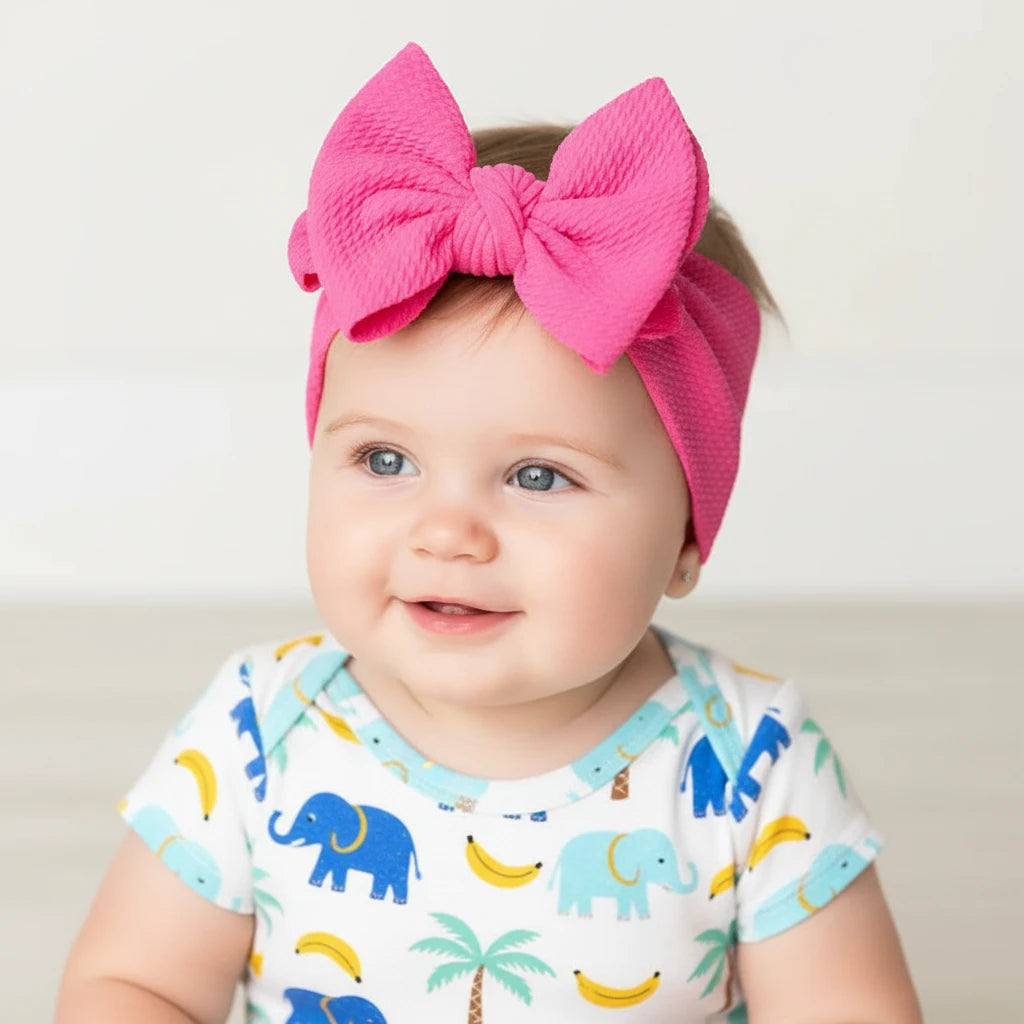 New Baby Accessories Infant Baby Girl Cute Bow Headband Newborn Solid Headwear Headdress Nylon Elastic Hair Band Gifts Props