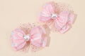 2Pcs Trendy Chiffon Bow Hair Clips For Girls Mesh Dot Hairpins Glitter Three-Tier Bownot Barrette Children Headwear Accessories