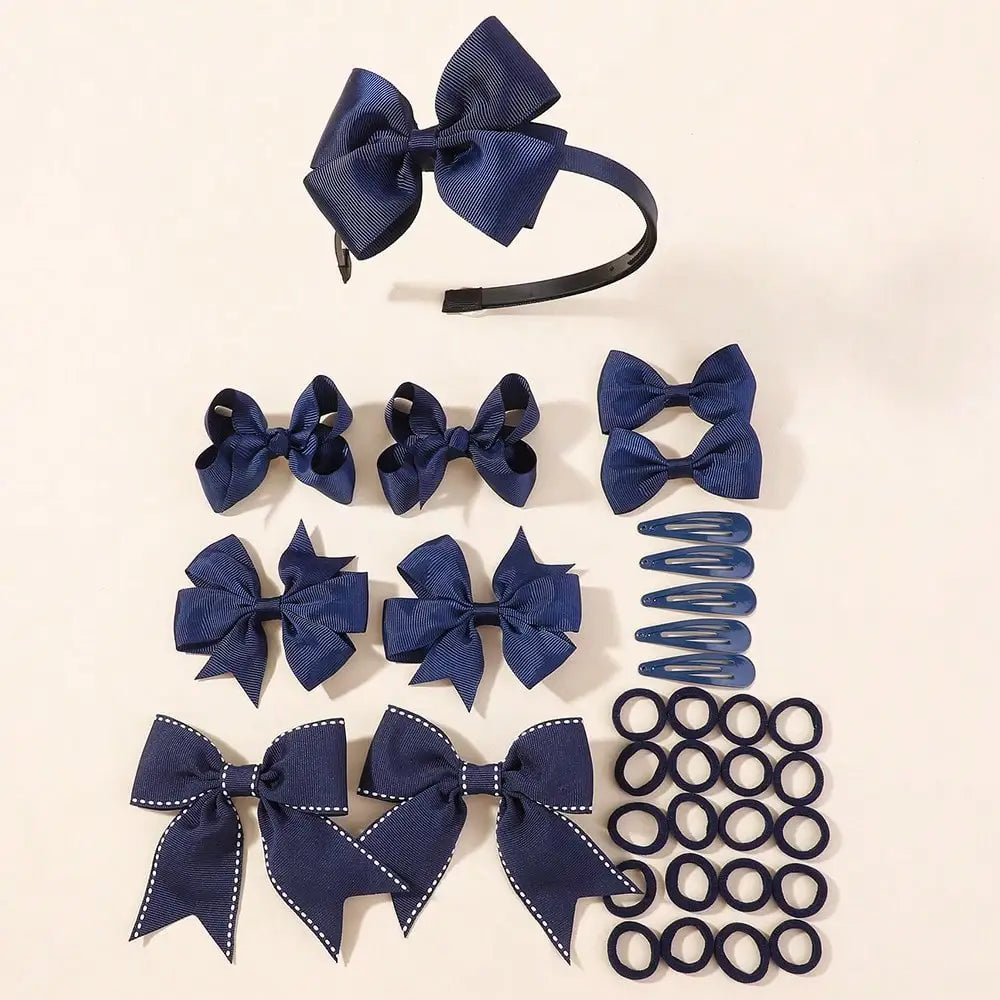 34Pcs/Set New Fashion Layered Hairbands Ribbon Bows Headband hair clips BB clips Hair Ties Handmade Hair Accessories Girls great gift