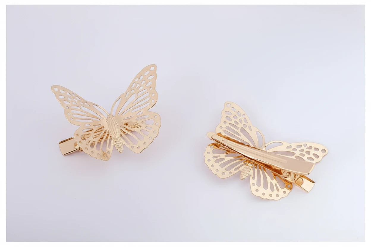 Shiny Butterfly Hair Clips Metal Golden Butterfly Hairpin Bridal Headpiece Bobby Pins Headdress Jewelry Styling Accessories Tool