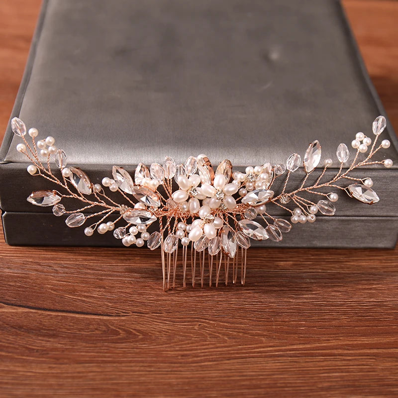 Wedding Hair Combs Bridal Hair Accessories For Women Hair Jewelry Silver Color Pearl Rhinestone Head Jewelry Women Accessoriesx