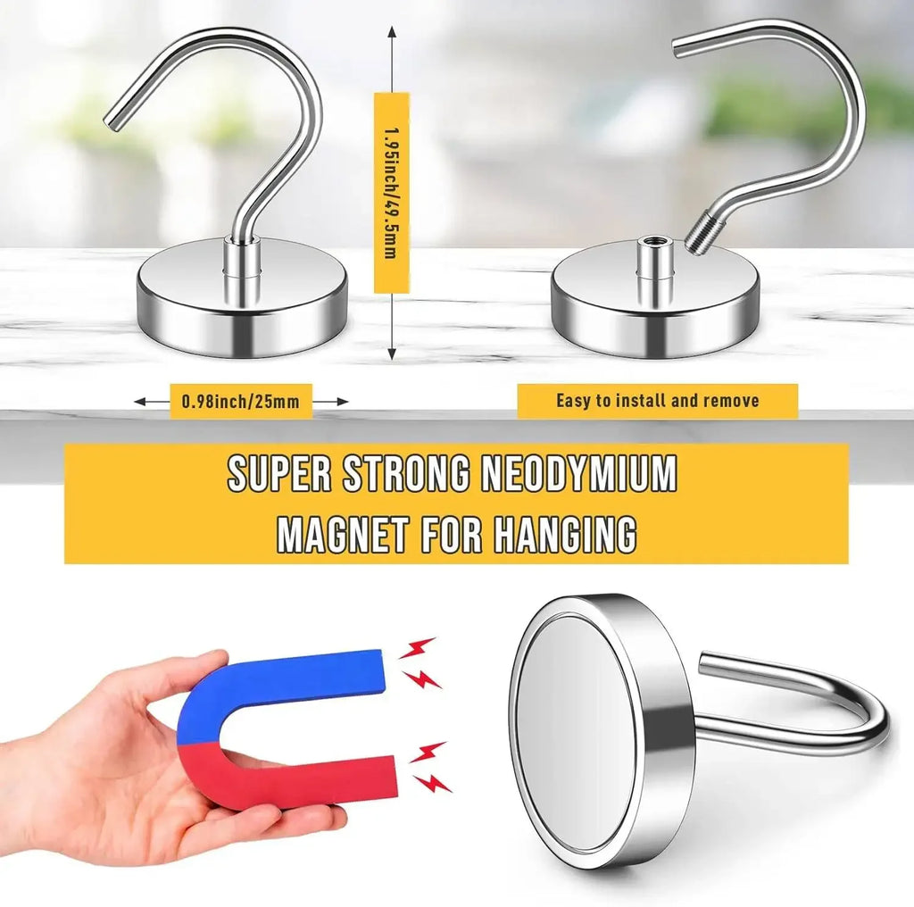 3 Pack Magnetic Hooks 60LBS Heavy Duty Magnetic Hooks, Neodymium Magnet Hooks for Hanging, Magnet with Hooks Strong Magnetic perfect for holidays on cruises extra hanging space for clothes in your cabin