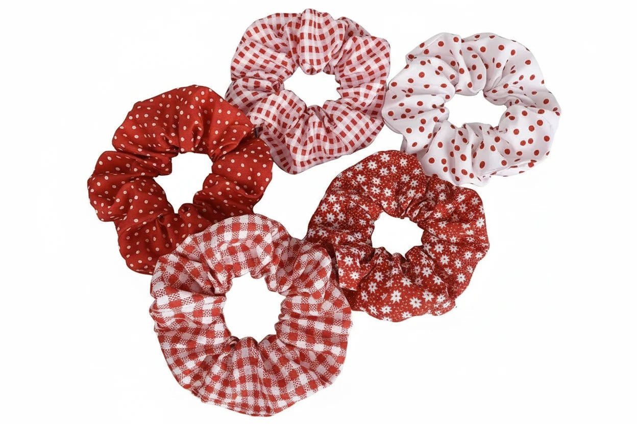5 x Polka Dot Hair scrunchies