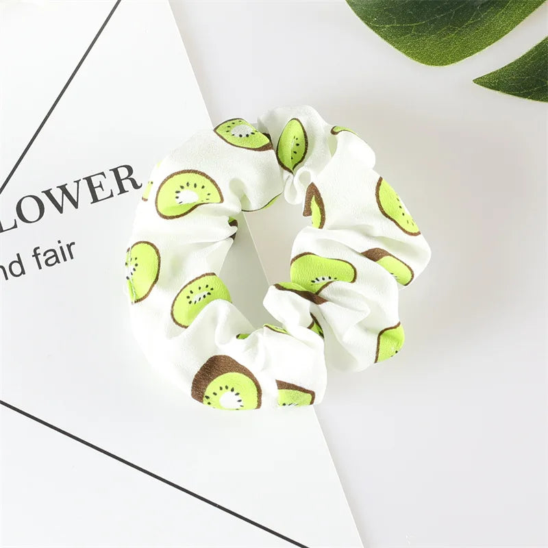 Summer Fruit Pattern Elastic Hair Ties for Women New Trend Scrunchies Ponytail Elastic Hair Bands Hair Accessories