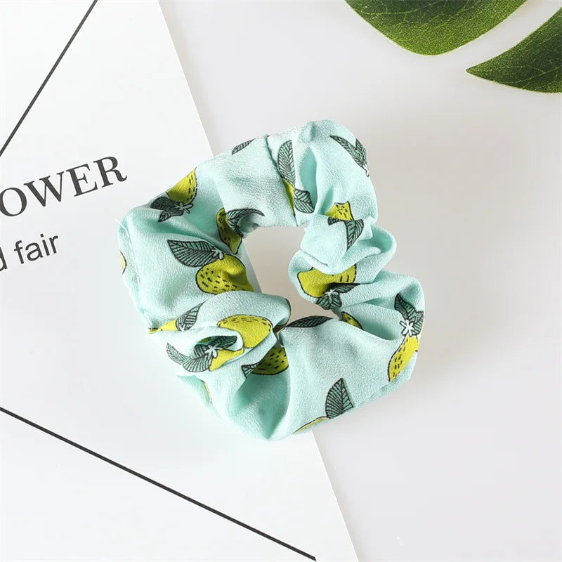 Summer Fruit Pattern Elastic Hair Ties for Women New Trend Scrunchies Ponytail Elastic Hair Bands Hair Accessories