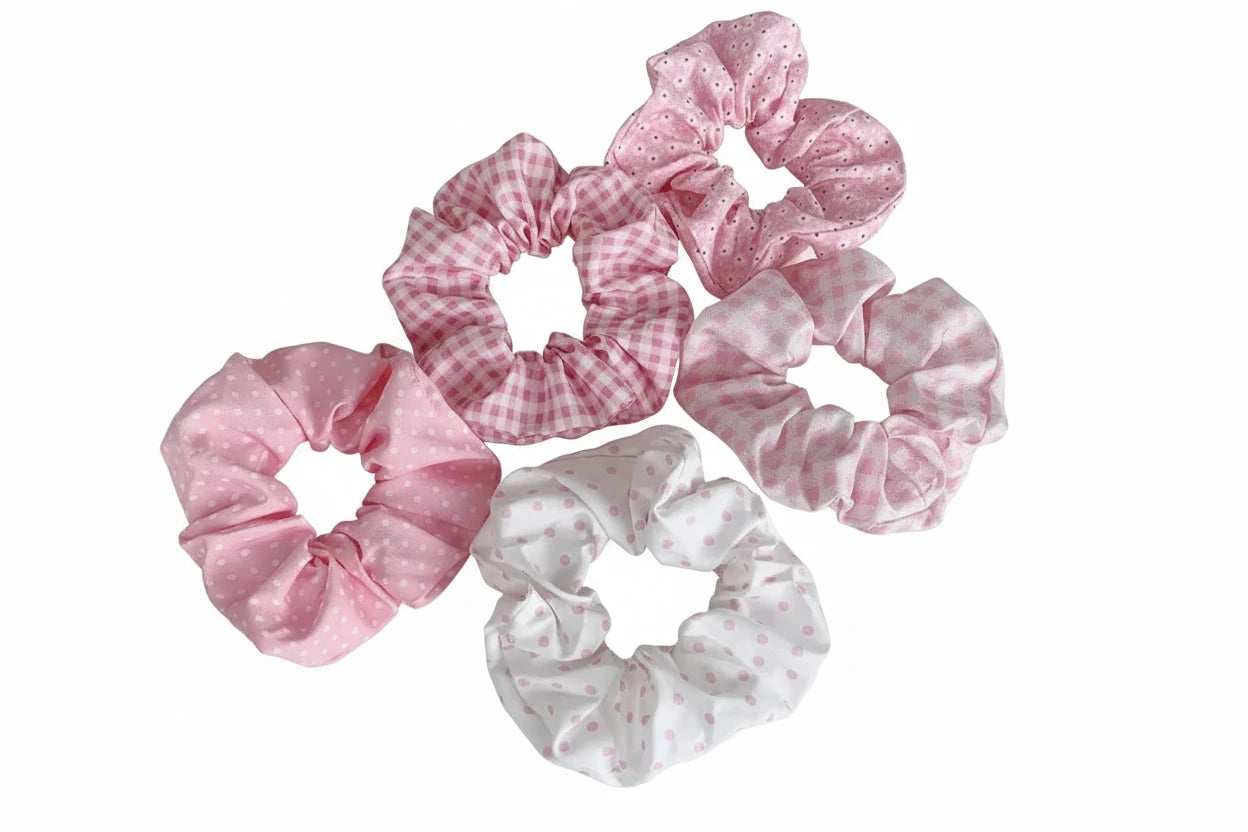 5 x Polka Dot Hair scrunchies