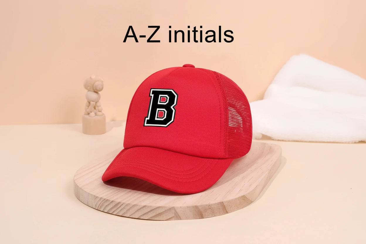 1pc children's letter A-Z sunshade baseball cap, spring and summer mesh breathable truck driver cap suitable for outdoor initials