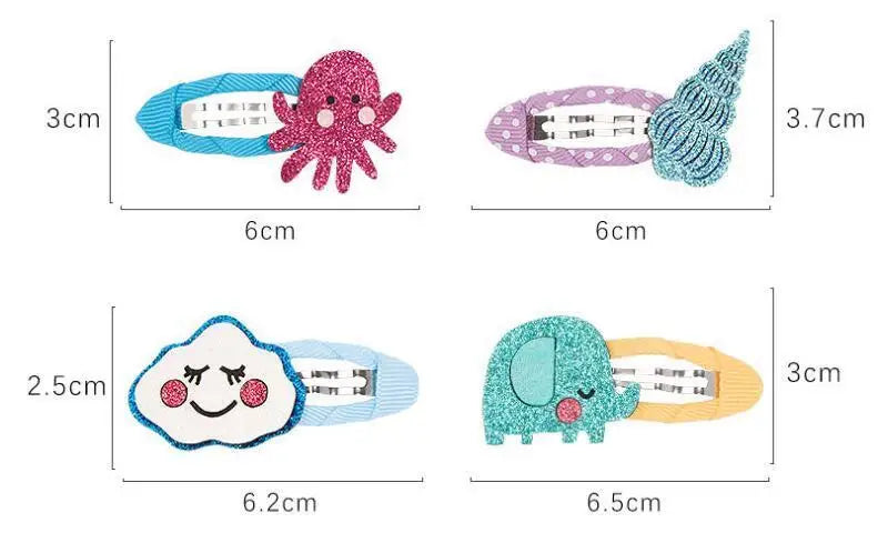 2 Piece Baby Girl Hairpin Hair Clip Accessory Kids Children Headwear Photography Toddler Animal Fruit Kitty Rabbit Shell Flower