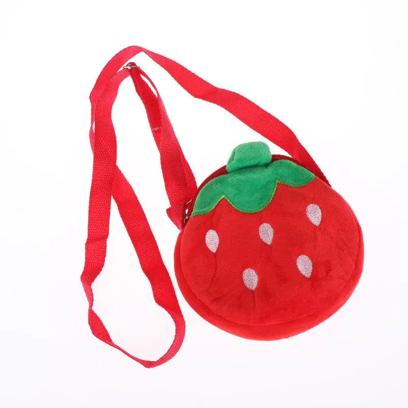 Adorable Cartoon Strawberry Plush Purse Crossbody Bag for Kids, Adults