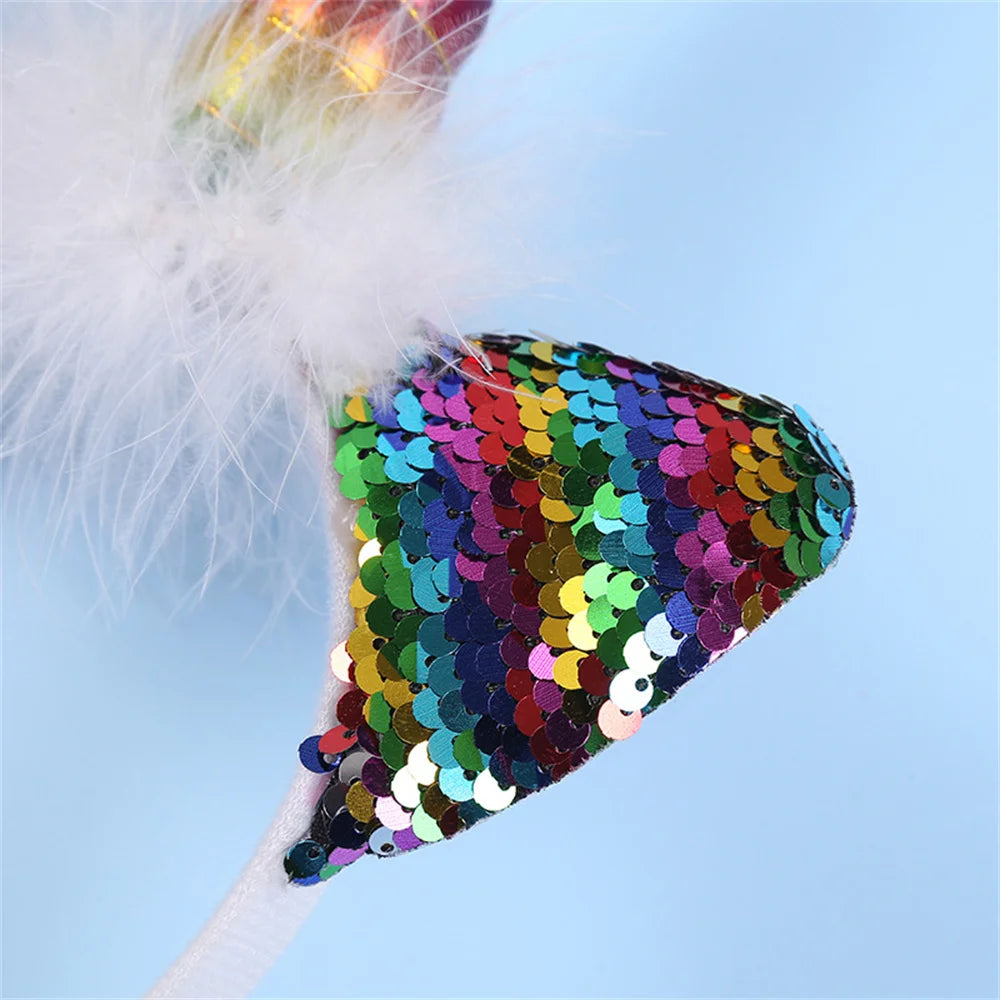 Led Light Unicorn Headband Kids Girl Birthday Cartoon Headwear Hair Accessories Rainbow Unicorn Theme Party Decoration Suppliese