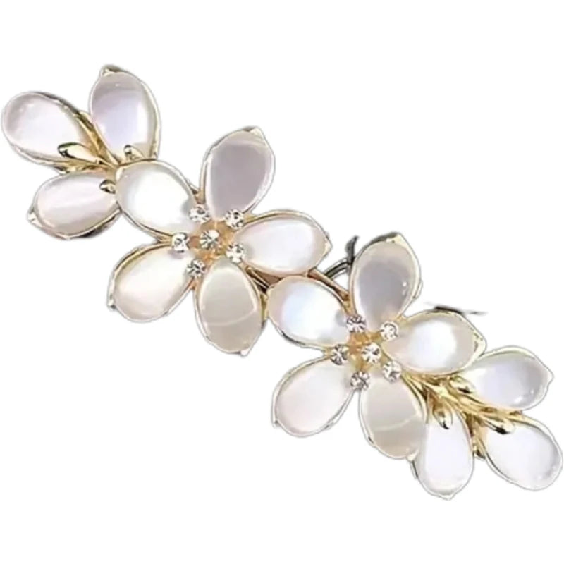 White Flower Imitation Pearl Hair Clip