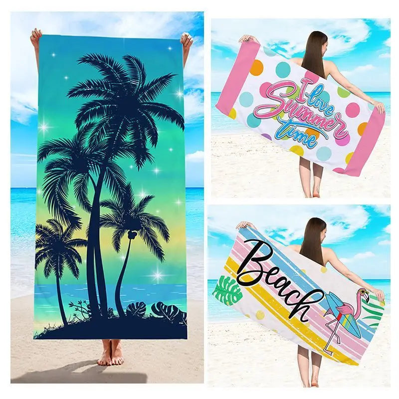 New Coconut Tree Ultra Fine Fiber Digital Printed Beach Towel Swimming Bath Towel Woolen Circle Cloth Beach Towel 70x150cm