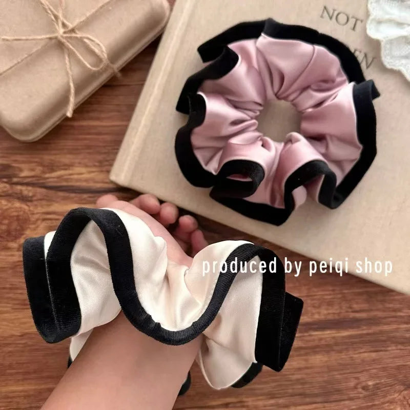 ruffle style velvet-edged satin scrunchie