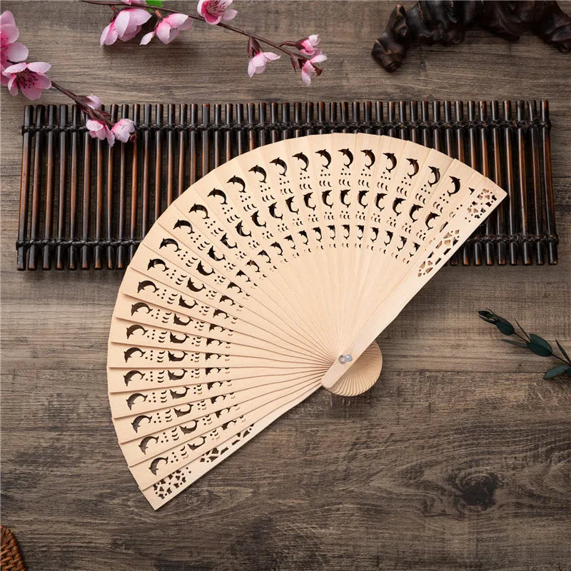 8 Inch Fragrant Wood Fan Folding Fan Handheld Fan Wedding Party Home Decoration Ornaments Gift Wedding Party Accessories