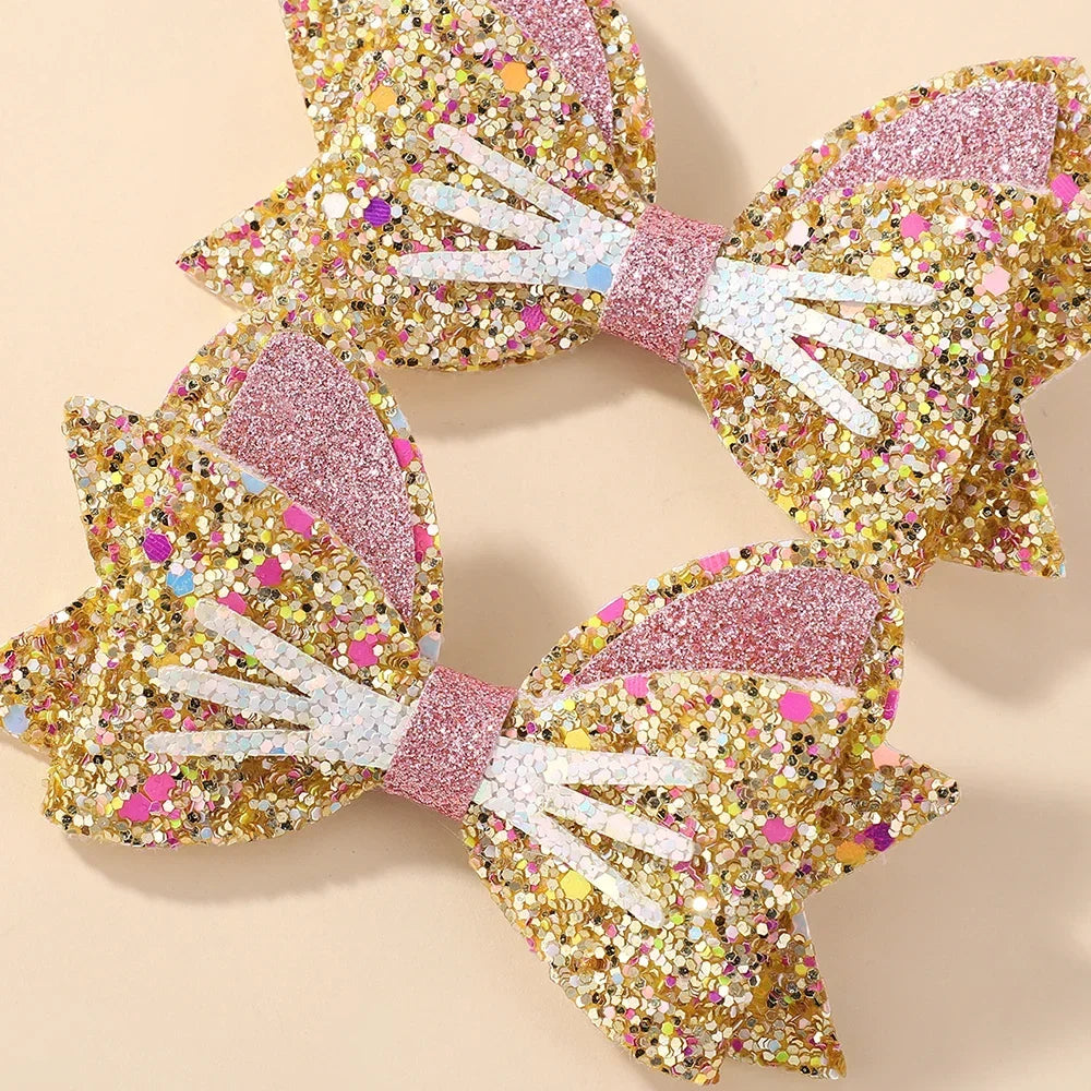 2Pcs/Set Gold pussy Cat Ear Hair Clips for Baby Girls Glitter Cartoon Animal Hairpin Barrettes Lovely Headwear Hair Accessories fancy dress
