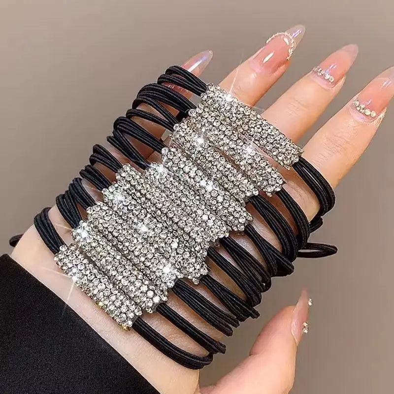 Rhinestone hair bobbles elastics