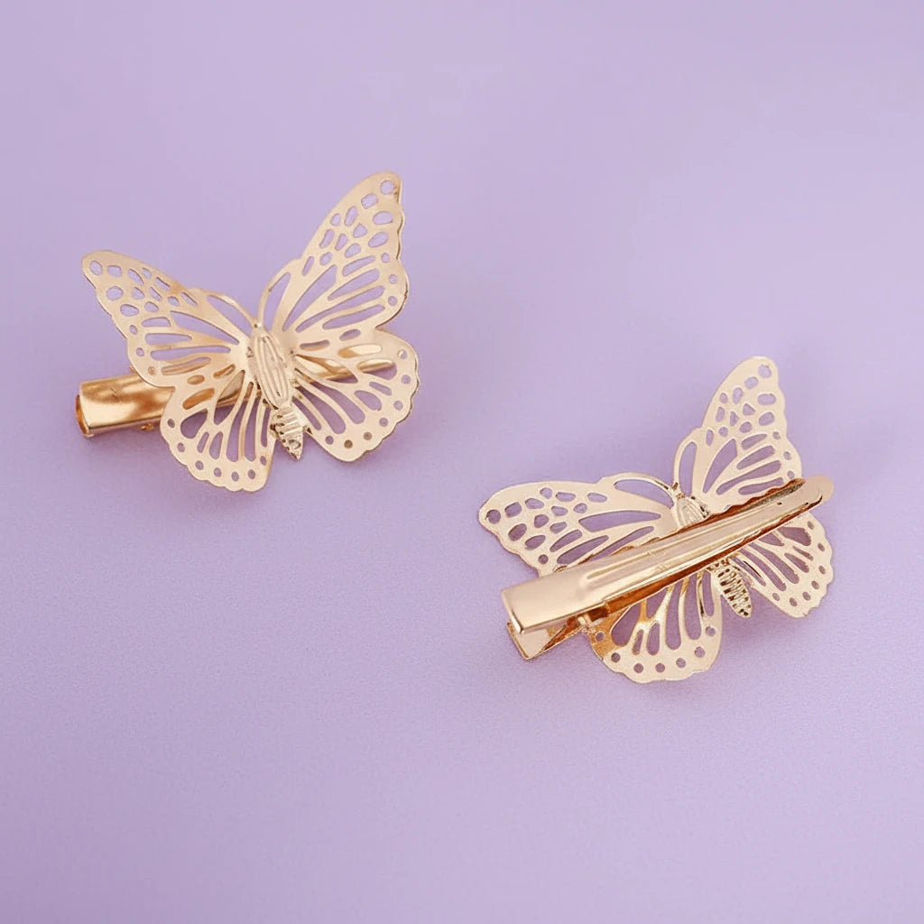 Shiny Butterfly Hair Clips Metal Golden Butterfly Hairpin Bridal Headpiece Bobby Pins Headdress Jewelry Styling Accessories Tool